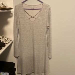 Fall dress from Francesca’s. Neutral and can easily pair with boots or any shoe